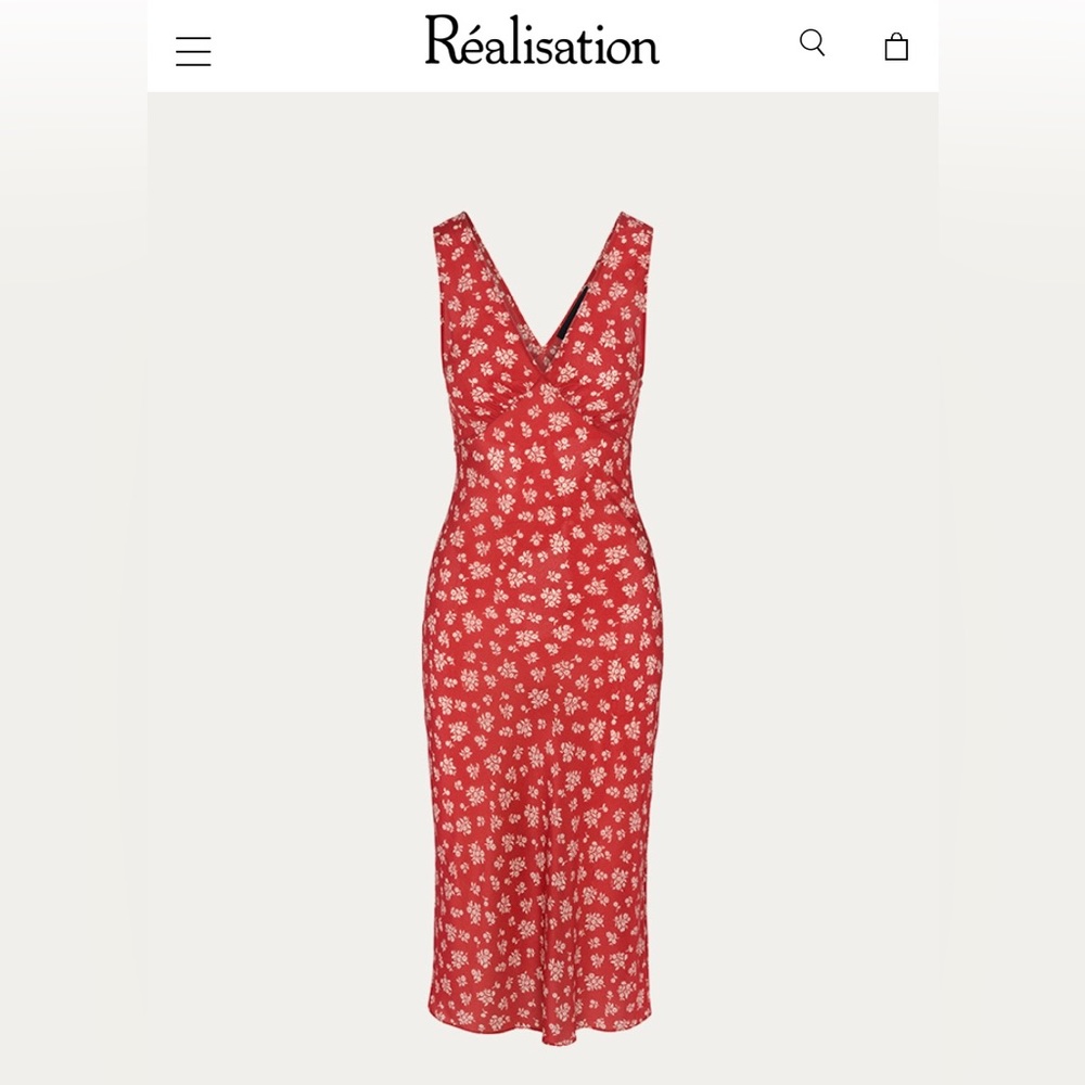 Realisation Par ‘The Stephanie’ in Saffron Red Midi Silk Dress